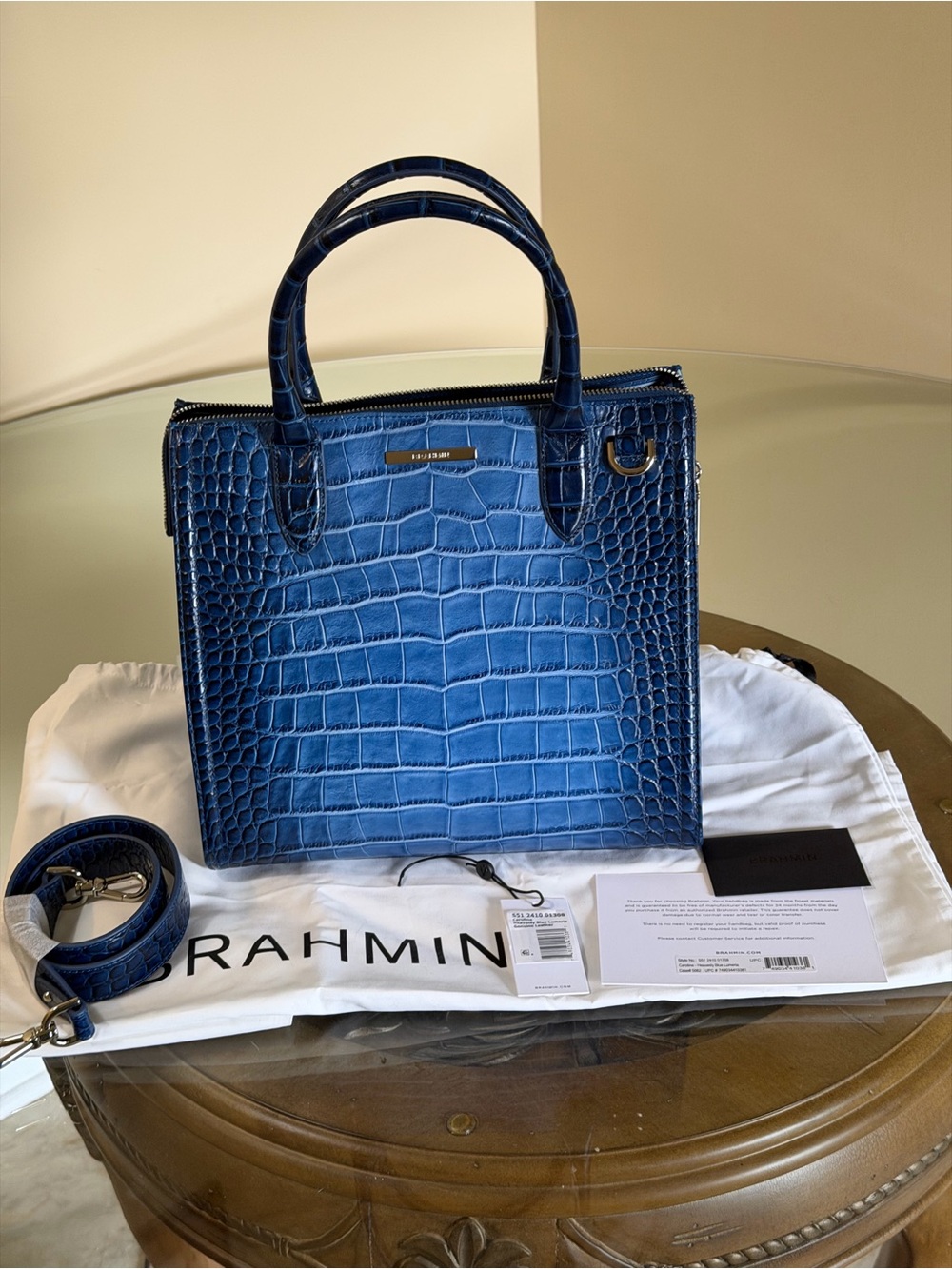 Brahmin Caroline Heavenly Blue Lumeria Satchel - Picture 10 of 15
